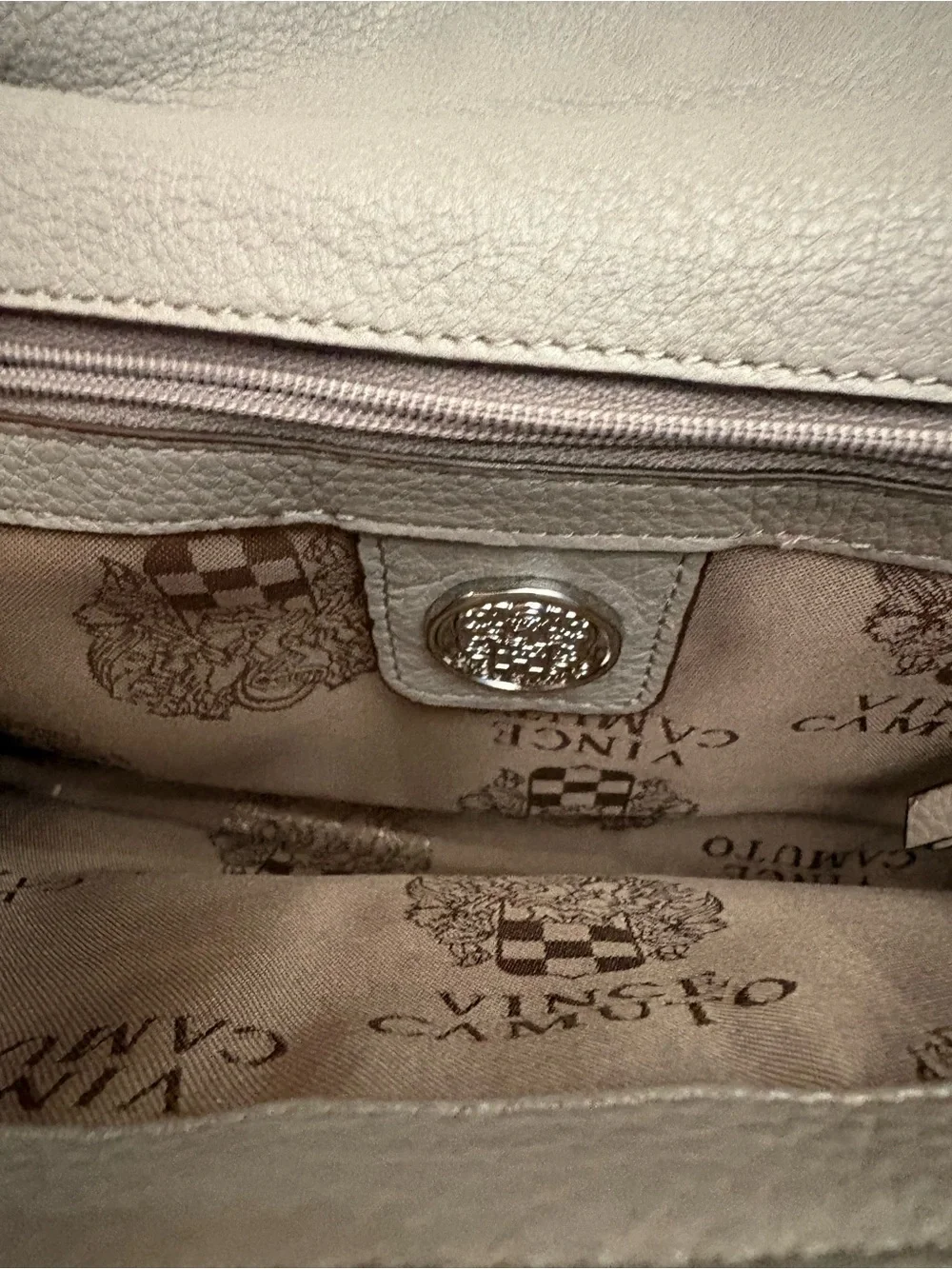 Gray Leather Clutch with Stud Accent